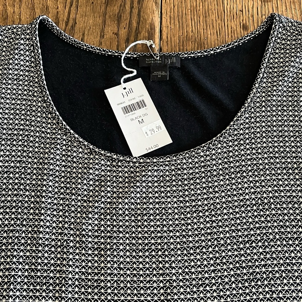 Women’s JJill M Wearever Collection black cream pattern tank Medium stretch